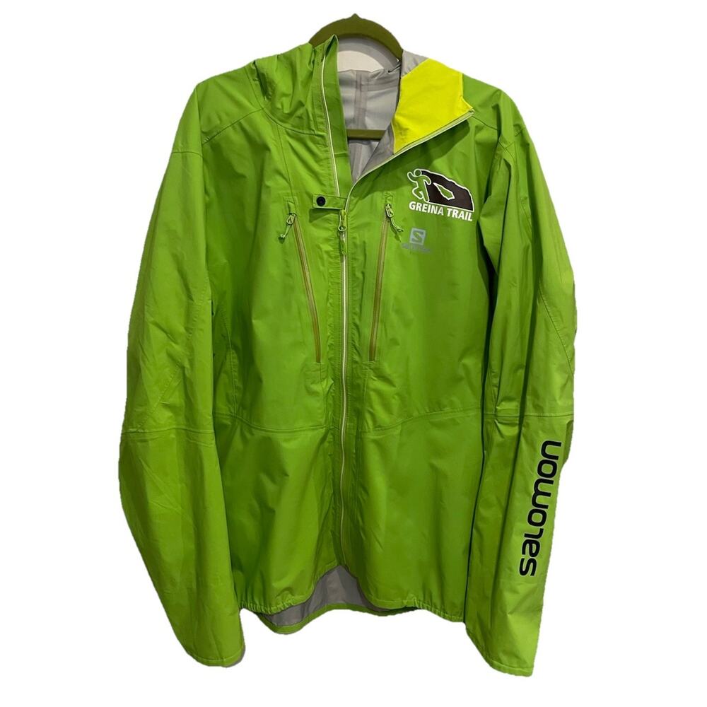 Salomon Outspeed Waterproof Jacket , Neon Green Men's Size XL Full Zip, Pockets